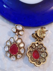 Amaira Jewels Vintage Gold Plated <b>Silver</b> Luxury <b>Stud</b> <b>Earrings</b> with Flower Design for Women Everyday Wear - Product Image 5
