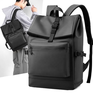 Unisex PU Softback <b>Backpack</b> Minimalist Design Hasps Closure 20-37L Capacity Daily Use Durable Construction - Product Image 4