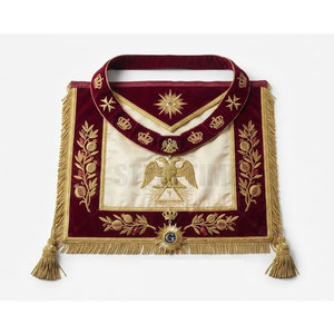Tablier de regalia maçonnique de luxe, broderie 3D de qualité supérieure, fixation par épingle de sûreté, style classique - Product Image 6