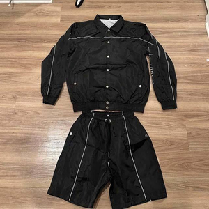 Ensemble de survêtement personnalisé pour homme en nylon, coupe-vent et short, 2 pièces, imprimé délavé à l'acide, décontracté - Product Image 5
