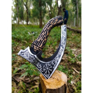 Custom Handmade High Carbon Steel Hatchet Pizza Cutter <b>Camping</b> <b>Kitchen</b> Knife 3 1/2 Blade Wood Handle Custom Logo Outdoor Cooking - Product Image 6
