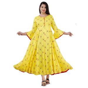 AARTI FASHION Traje Salwar Moderno Casual de Corte Regular con Manga Larga y Largo hasta el Suelo, para Uso Diario, con Cintura Natural, Cuello Redondo y Tejido de Tela - Product Image 3