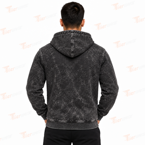 Men's Zip-Up Hoodie Acid Wash Print Casual Hooded Sweatshirt Regular Fit Polyester FRENCH TERRY Autumn Wear Zipper Hoodies - Product Image 4