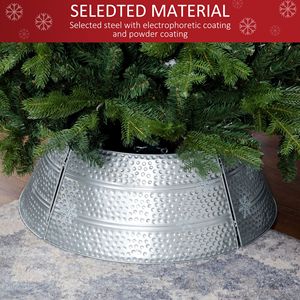 Collare per Albero di Natale Fatto a Mano da 26 Pollici in Argento con Anello in Acciaio e Decorazione a Fiocco di Neve Inciso, Decorazione Natalizia Fai-da-Te da Appendere - Product Image 5