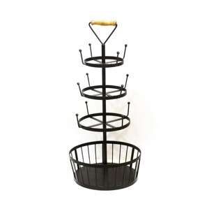 Metal Coffee <b>Mug</b> Holder Stand with 12 Hooks, 3-Tier Cup Drying Rack, Countertop <b>Mug</b> <b>Tree</b> Organizer with Storage Basket - Product Image 1