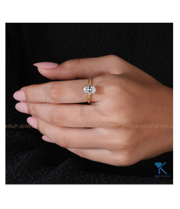 Elegant Oval Cut <b>Solitaire</b> Diamond <b>Ring</b> 925 Sterling <b>Silver</b> Sparkling Band Minimalist Bridal Engagement Wedding Jewelry - Product Image 6