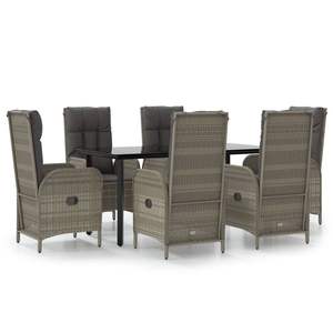 Conjunto de Comedor de Jardín de 6 Plazas, Muebles de Ratán para Exteriores, Resistentes a la Intemperie, Diseño Contemporáneo - Product Image 4
