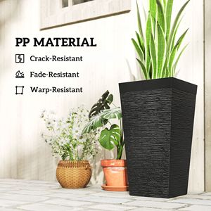 Set di 3 Fioriere Classiche da Esterno da 22,8 Pollici con Finitura Effetto Pietra, Ruote Nere, Foro di Drenaggio - Design Conico Impilabile - Product Image 6