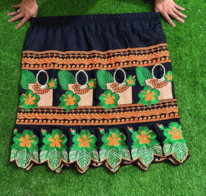 Trendy Fashion Floral Embroidery Women's Short <b>Skirt</b> <b>Elastic</b> Waist Pleated Polyester Micronesian Polynesian Traditional Style - Product Image 1