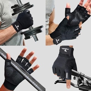 Guantes de Ejercicio de Medio Dedo, Microfibra, para Levantamiento de Pesas, Ciclismo, Gimnasio, Transpirables, Antideslizantes, con Soporte para Muñeca, para Hombres y Mujeres, Entrenamiento - Product Image 5