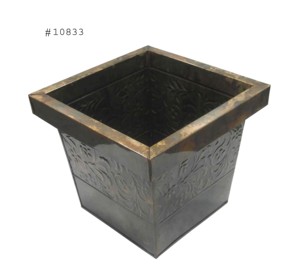 Pot de fleurs carré en métal rond, effet doré moderne, pour plantes d'intérieur et d'extérieur - Product Image 1