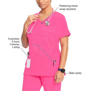 Outdoor Use Best Selling scrub Women Mock Wrap Tops Fashion Clothing Lightweight Women Mock Wrap Tops - Product Image 3