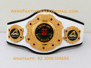 Aero Faster Impex for <b>Belt</b> <b>Red</b> Gold Plated Alloy Buckle Rhinestone Decorated Boxing Wrestling MMA Taekwondo Judo 4cm Width - Product Image 4