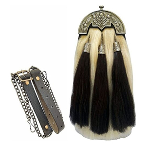 Sporran Escocés Moderno de Cuero y Tartán para Hombre, Accesorio para Kilt con Crin de Caballo, Instrumentos Musicales para Hombre - Product Image 3