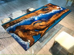High Quality Handmade Wood Resin <b>Epoxy</b> <b>Coffee</b> <b>Table</b> Natural Live Edge River <b>Table</b> Custom Luxury Wooden Furniture for Living Room - Product Image 2