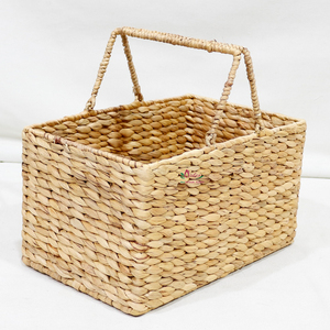 <b>Rectangle</b> Natural Rattan <b>Storage</b> <b>Basket</b> With Handles Rustic Multi-Purpose Design - Product Image 1