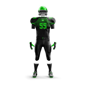 Professional American Football Uniform Custom Heat-Transfer Printed Breathable Mesh Fabric Plus Size Jersey Shorts Set Zipper - Product Image 2