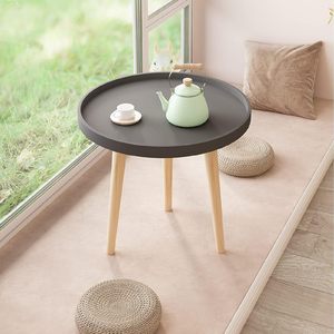Mesa de Centro Redonda Pequeña, Mesa Auxiliar Moderna con 3 Patas Estables, Mesa Auxiliar Multifuncional para Sofá, Balcón u Oficina (Negra) - Product Image 3