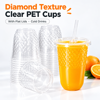 Gobelets en plastique écologiques personnalisés imprimés UV 8/12/14/16OZ, gobelets à bulles de thé Boba avec logo, gobelets transparents en PET jetables en forme de U