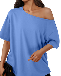 Camiseta de algodón para mujer, suave, transpirable, informal, de manga corta, para verano, lisa, con logo personalizado, ajuste cómodo. - Product Image 1