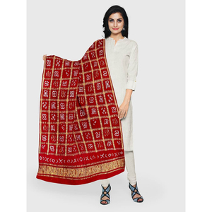 Dupatta Bandhani India de Calidad de Exportación |   Dupatta Tradicional Tie-Dye Bandhej para Venta al por Mayor - Product Image 1