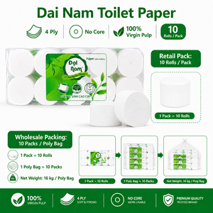 Papier toilette Dai Nam 4 plis sans mandrin, lot de 10 rouleaux, sensation soyeuse, papier hygiénique pour salle de bain - Product Image 3
