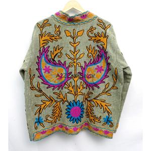 A2ZCraftBazar Handmade Eco-Friendly Stunning Indian Cotton Embroidered Floral Suzani Jacket Soft Hand Embroidery <b>Women's</b> <b>Coat</b> - Product Image 4