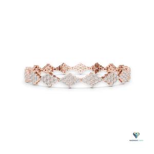 5.76 CT Rose <b>Gold</b> Round Lab Grown Diamond Rhombus Cluster Link Bracelet in 18K <b>Solid</b> <b>Gold</b> - Product Image 2