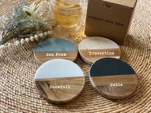 Modern Wood Marble <b>Coaster</b> Set by NEHA ENTERPRISES Stylish <b>Table</b> <b>Coasters</b> for Glass Mug And Wine Cups - Product Image 4