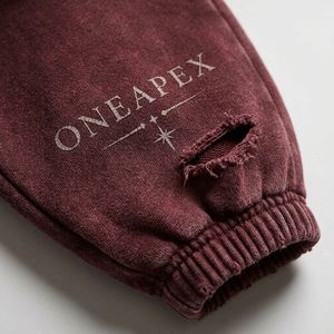 <b>Men's</b> <b>Burgundy</b> Washed Racing Tracksuit Set <b>Hoodie</b> Jogger Pants Graphic Streetwear Two Piece Matching Sweatshirt Custom ODM - Product Image 6