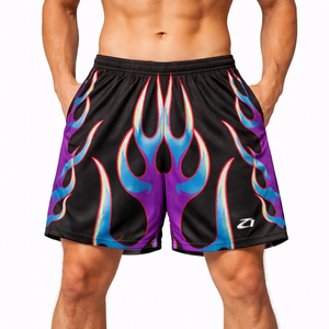 Pantalones Cortos Deportivos Casuales de Malla con Estampado de Dibujos Animados para Hombre, Transpirables, con Cordón en la Cintura, Fabricación OEM Personalizada - Product Image 5