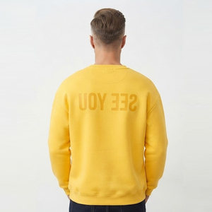 Men Loose Fit Puff Printing Polyester/Cotton <b>Waterproof</b> Sweatshirt Drop Shoulder Crew Neck Fleece 430GSM Oversize Baggy Winter - Product Image 2
