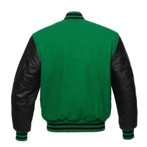 OEM Customized Men's Wool Varsity <b>Jacket</b> PU Leather Sleeve Geometric Stand Collar Bomber Baseball Letterman <b>Jacket</b> - Product Image 6