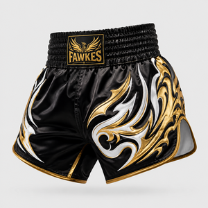 Fawkes Men's for Canvas Muay Thai <b>Shorts</b> <b>Silver</b> Solid Drawstring Closure Sporty Design Breathable Eco-Friendly Waterproof - Product Image 2