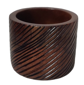 Decoración del hogar estilo americano moderno tallado a mano marrón oscuro Vintage gran oferta decoración de boda artesanal India mango madera a granel jarrón olla - Product Image 1
