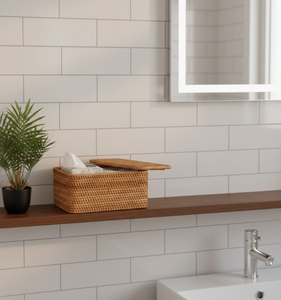 Cesta de Almacenamiento Rectangular de Mimbre Tejida a Mano con Tapa, Caja Organizadora de Mimbre Natural para Encimera de Baño, Dormitorio, Almacenamiento en el Hogar - Product Image 4