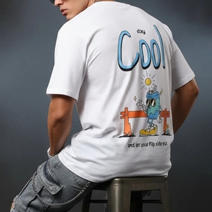 Camisetas de Hombre de Alta Calidad, Algodón y Poliéster, Impresión Serigráfica, Cuello Redondo, Corte Holgado, Estilo Casual, Secado Rápido, Personalizables, Ropa de Verano - Product Image 3