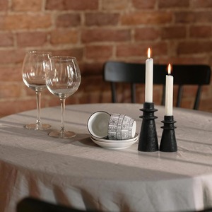 Modern Matte <b>Black</b> Cast Iron <b>Candlestick</b> <b>Holder</b> Set Featuring Distinctive Stacked Tiered Collars For Chic Industrial Decoration - Product Image 4