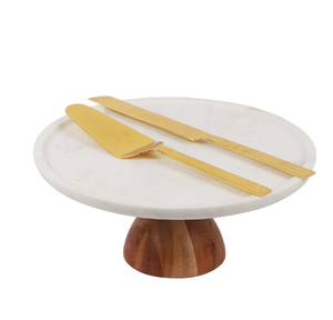 Wood & <b>Marble</b> <b>Cake</b> <b>Stand</b> Platter Manufacturer Wholesaler White Stone <b>Cake</b> <b>Stand</b> Home & Decoration - Product Image 3