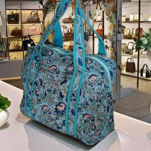 Sacs de voyage pour femmes en coton vintage pur crêpe, couleur unie, fermeture éclair, sac de shopping - Product Image 3