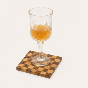 Wholesale Handcrafted Checkerboard Wooden Coaster Set Of 4 Heat-Resistant Non-Slip Coffee <b>Cup</b> <b>Mat</b> Eco-Friendly Sustainable Wood - Product Image 6