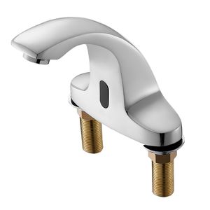 Rubinetto per Lavabo Bagno con Sensore di Movimento Senza Contatto, con Copertura per Foro Acqua Fredda, Miscelatore a Batteria - Product Image 1