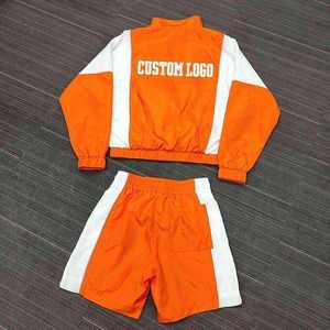 ชุดเซ็ตเสื้อแจ็คเก็ตและกางเกงขาสั้นผู้ชายสไตล์สปอร์ต สีส้มขาว ลายหัวกะโหลก ผ้าฟลีซ แห้งเร็ว ระบายอากาศดี เหมาะสำหรับฤดูใบไม้ร่วง พร้อมโลโก้แบบกำหนดเอง - Product Image 4