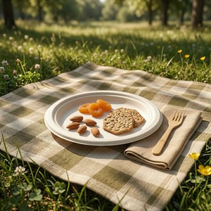 Assiette ronde jetable de 9 pouces en pulpe moulée, biodégradable et compostable, en bagasse de canne à sucre, pour servir les aliments - Product Image 6