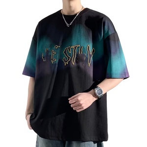 T-shirt tricoté à manches courtes pour homme, imprimé tie-dye de haute qualité, coupe ample, respirant, infroissable, impression numérique tendance - Product Image 1