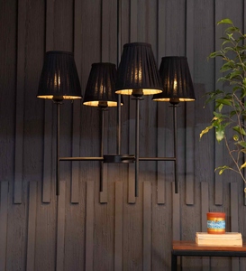 Wholesale Modern Shaded Chandelier Bulk Matte <b>Black</b> Pendant <b>Light</b> Factory Price Retro Fabric <b>Shade</b> Hanging Lamp - Product Image 6