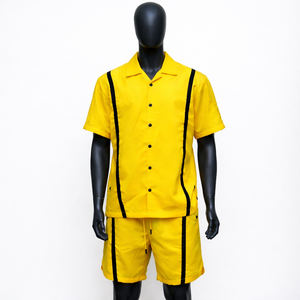 ชุดเซ็ตเสื้อโปโลผู้ชายผ้าฝ้าย 100% ขายส่ง พิมพ์โลโก้ได้ตามสั่ง เสื้อผ้าสตรีทแวร์ สีพื้น ลายเส้นสีดำ ชุด 2 ชิ้น - Product Image 6