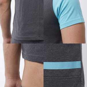 Ensemble de survêtement athlétique ajusté bleu ciel et anthracite pour homme – T-shirt et short de sport respirants de qualité supérieure pour l'été et le style décontracté urbain - Product Image 3