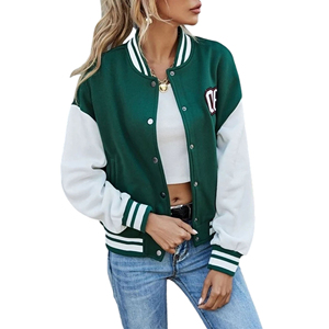 Vintage Cool Oversize Varsity <b>Jacket</b> for <b>Women</b> Casual Leather Sleeves Breathable Cotton Fill <b>Spring</b> Casual Baseball Coat Letters - Product Image 6