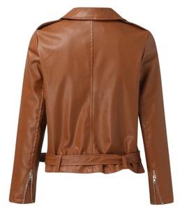 Veste en cuir véritable pour femme, élégante, en cuir d'agneau véritable, manches longues - Product Image 2